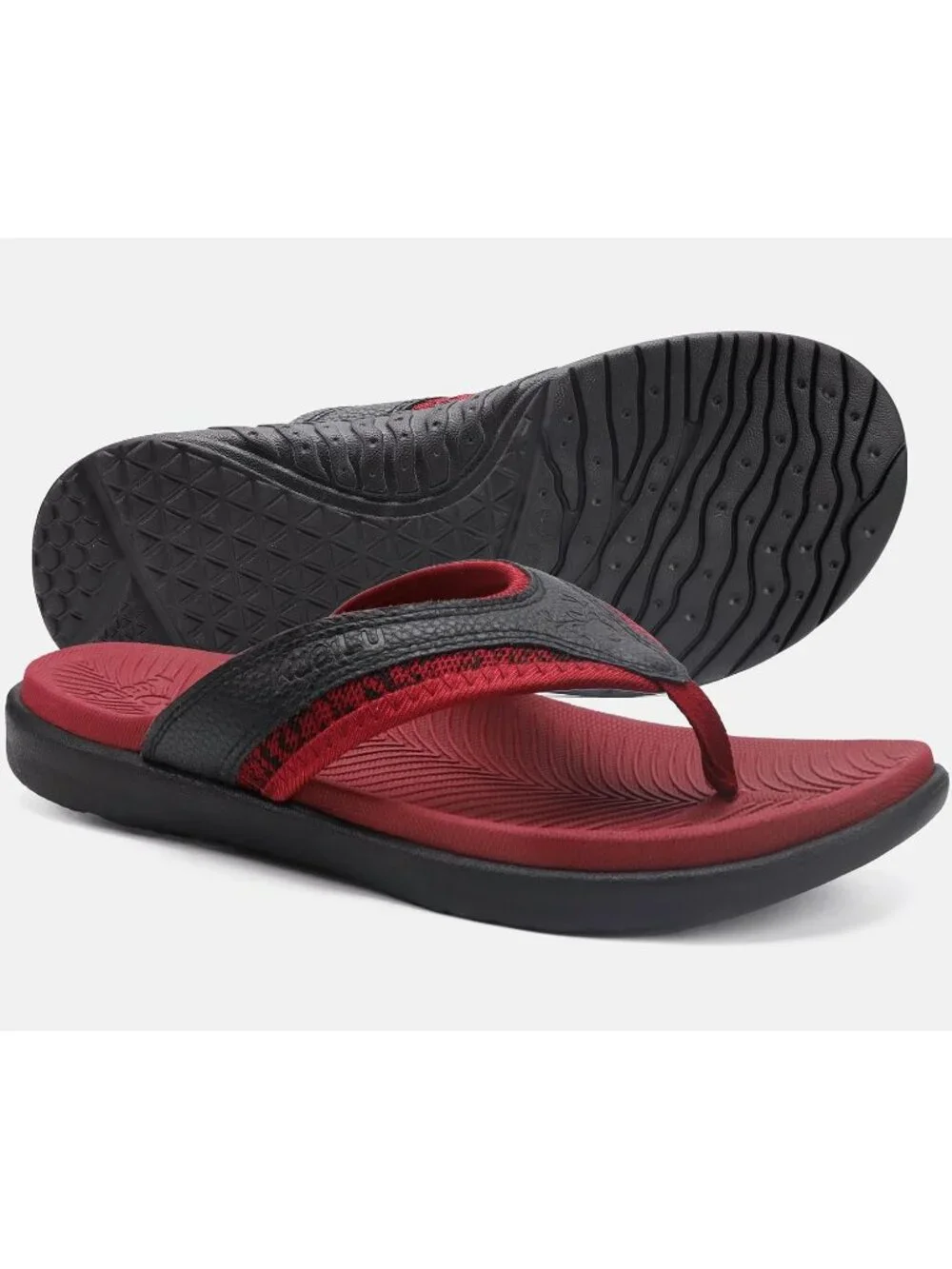 Mens Red Black Arch Support Sport Flip Flops Comfort Orthotic Thong Sandal Shoes